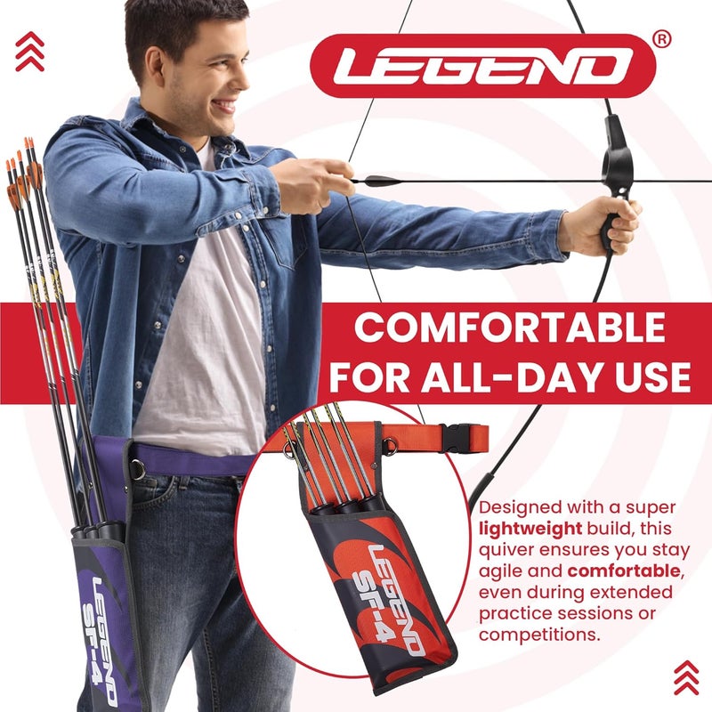 Legend SF4 Hip Quiver for Arrows -vBeginner-Friendly Right-Handed Arrow Quiver with 3 Arrow Tubes, Durable Archery Quiver with Adjustable Belt Strap, Waist Quiver Arrow Holder for Target Shooting - Image 2